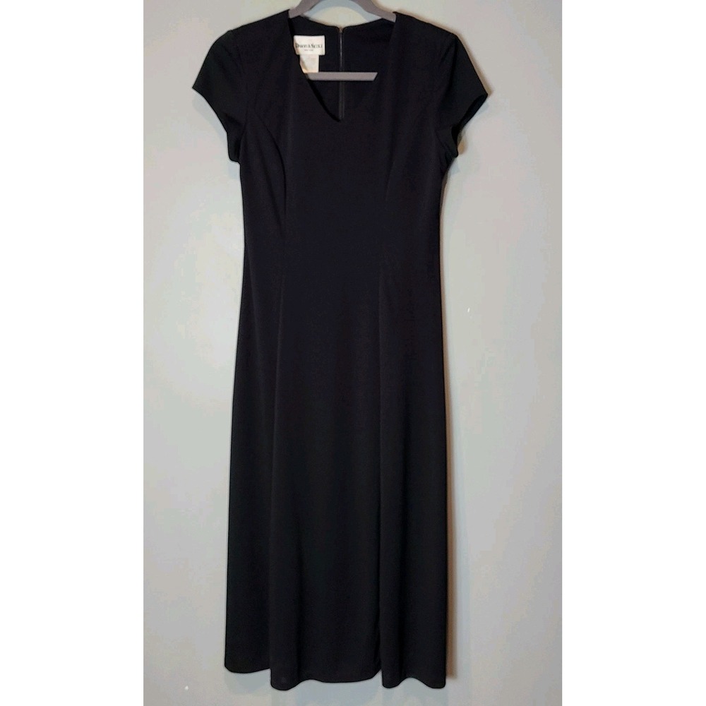 VTG 90s Minimalist Maxi Dress Danny Nicole black Old Money Euro Summer Sz 14 Y2K